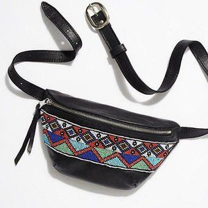NEW Free People beaded waist bag Beaded Belt leather boho tribal aztec multi